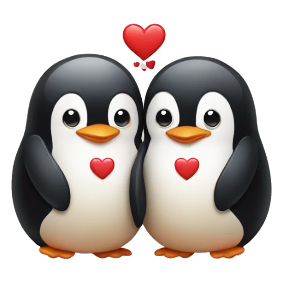 Penguin couple with heart sticker