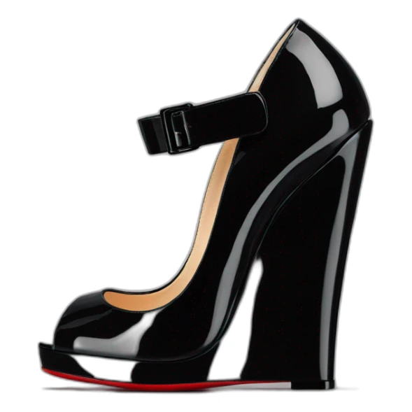 WEDGE heel LOUBOUTIN black PATENT sticker