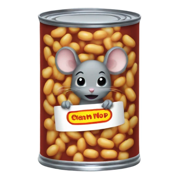 mouse in a can of baked beans sticker