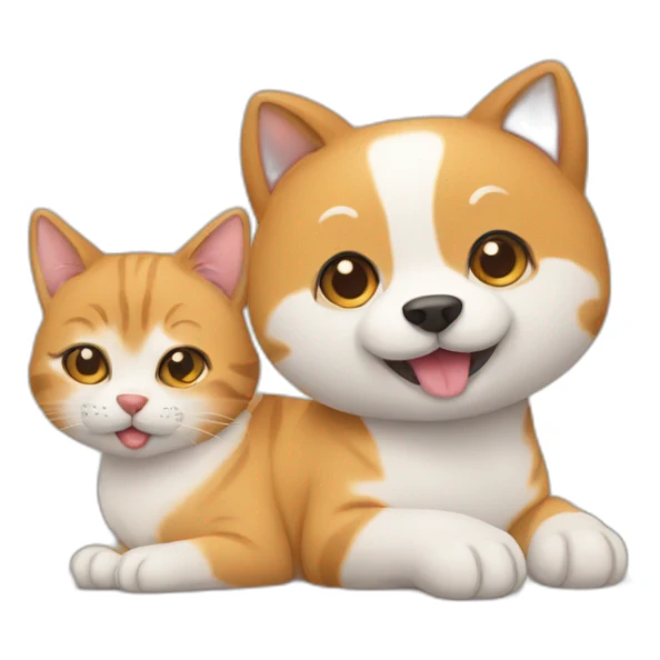 cat friends with dog shiba sticker