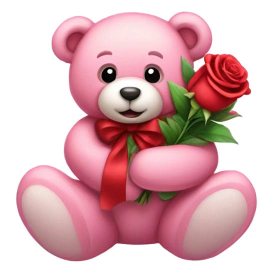 Happy Valentines Yoyi big pink teddy bear holding red roses  sticker