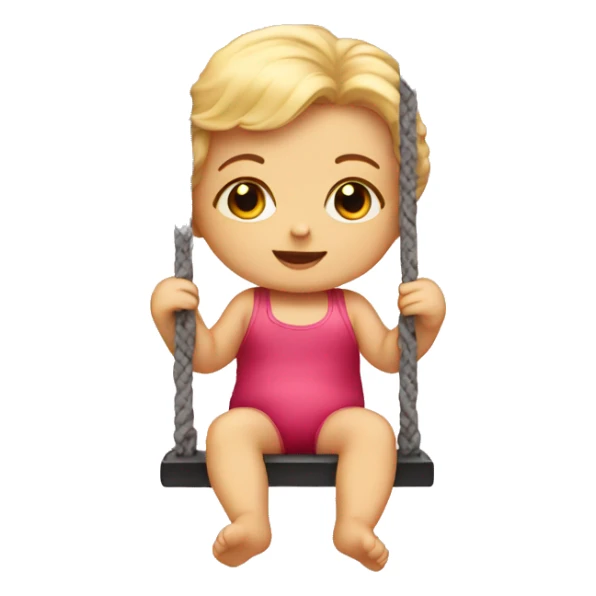 A baby doll on a swing sticker