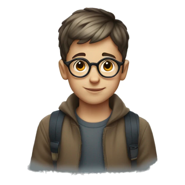 french kid with very short hair and circular litle glasses sticker