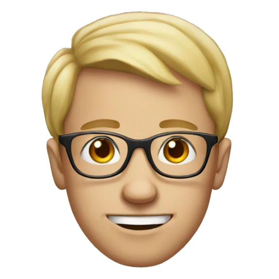 young ugly white man with round head and round glasses sticker