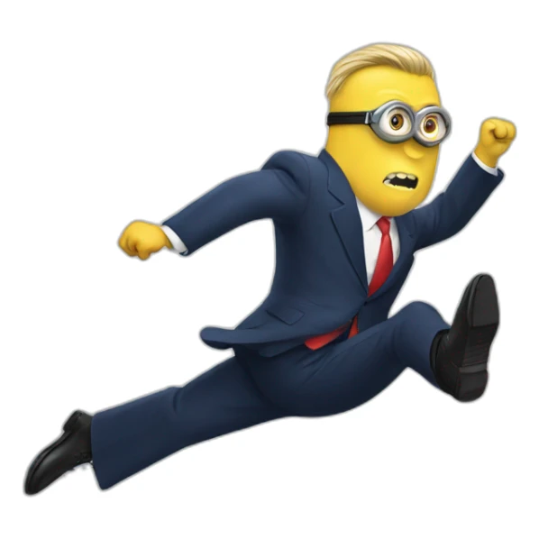 Minion kicking trump sticker