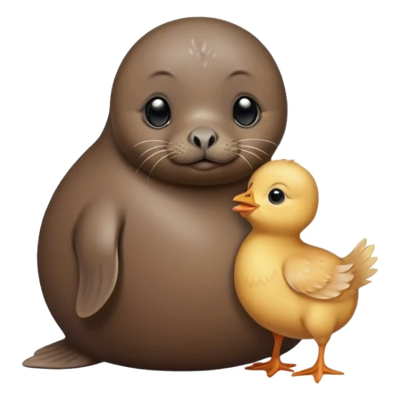 seal with a baby chicken  sticker