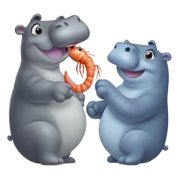 Hippopotamus and shrimp in love  sticker