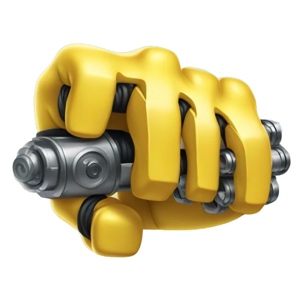 Flexing yellow mechanical cyborg bicep with shocks attached to arm sticker