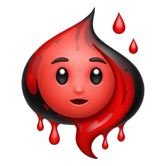 blood emoji that is a mix of red & black sticker