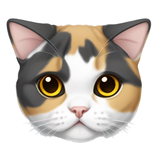 Calico Scottish fold with yellow eyes and folded ears sticker
