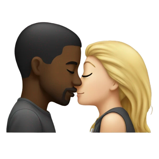White female kissing a black male sticker