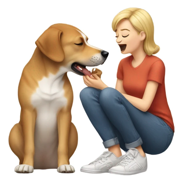 a dog licking owners foot sticker