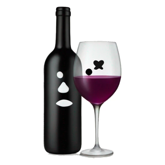 Wine with black kiss on glass sticker