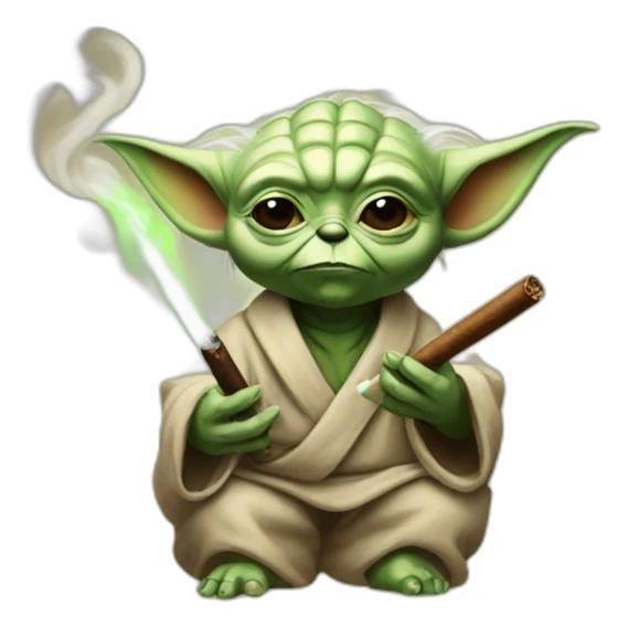 yoda with cat ears smoking a cigar sticker
