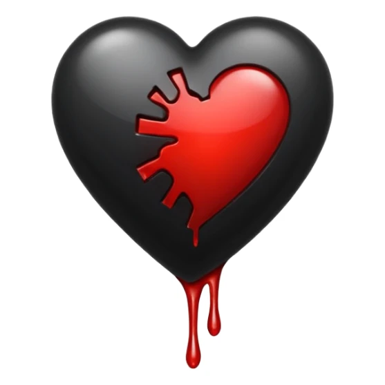 BLACK BROKEN HEART, LITTLE DARK RED BLOOD, DRIPS FROM THE BROKEN CRACK. sticker