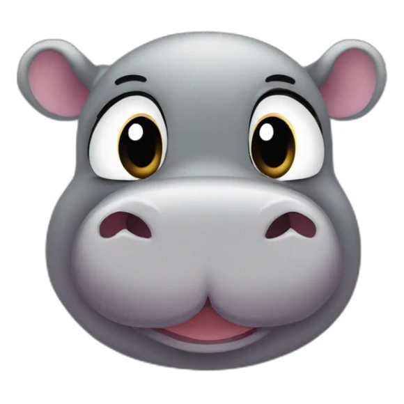 hippopotamus cute big eyes minimalist with a heart  sticker