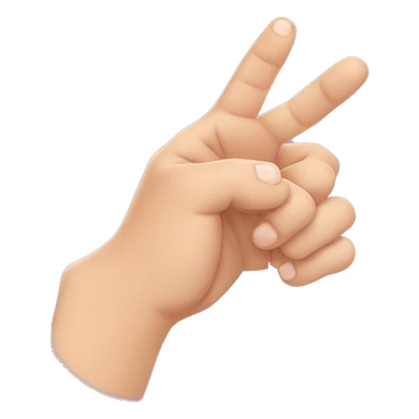 horizontally hand with index finger, middle finger and pinky streched and thumb and ring finge joined sticker