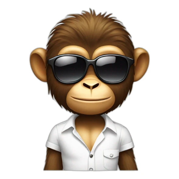Little Monkey with sunglass and white shirt  sticker