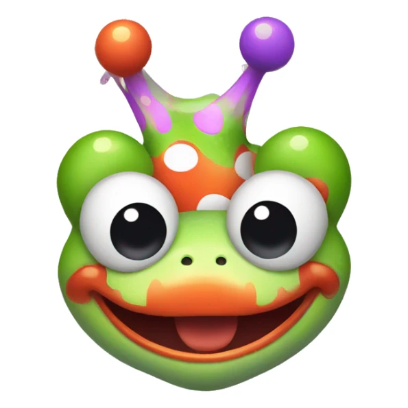 a clown frog with white makeup and colorful hair sticker
