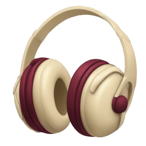 beige headphones with burgundy bow sticker