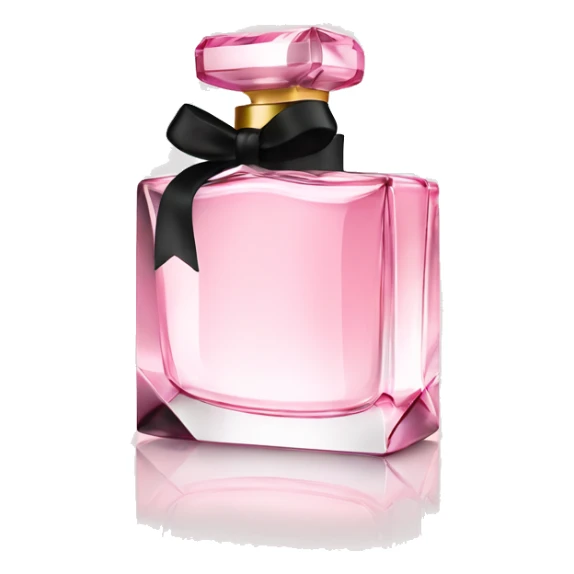 light pink crystal perfume bottle with black ribbon display sticker