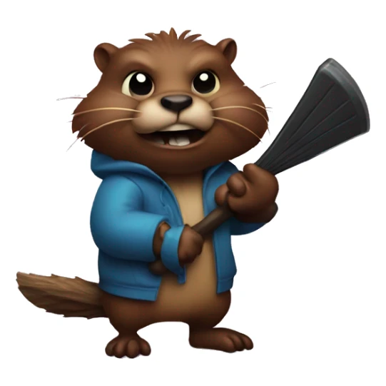 An evil beaver with a bat in his hands sticker