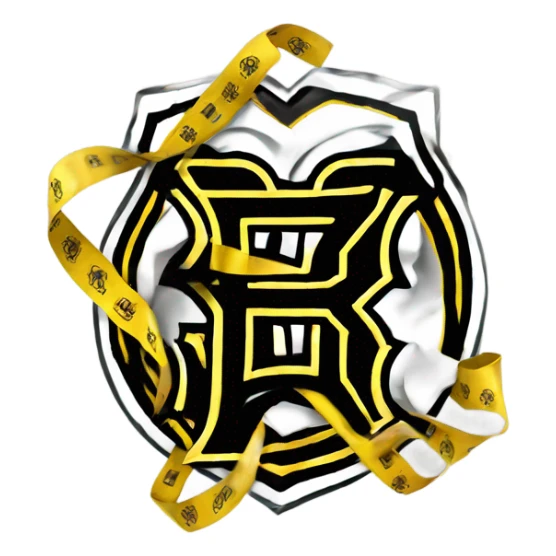 Give me a Boston Bruins logo with medical or caution, tape wrapped around it sticker