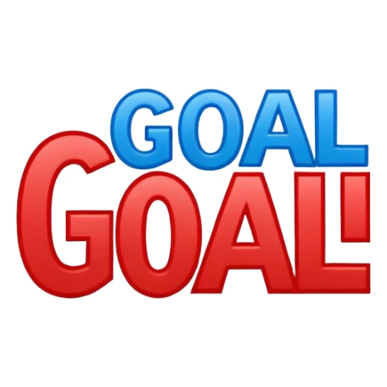 Word “Goal” sign comic style blue (#00A3E0) and red (#F9423A)  sticker