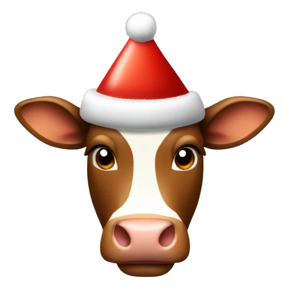 brown cow wearing christmas hat with lights in horns  sticker
