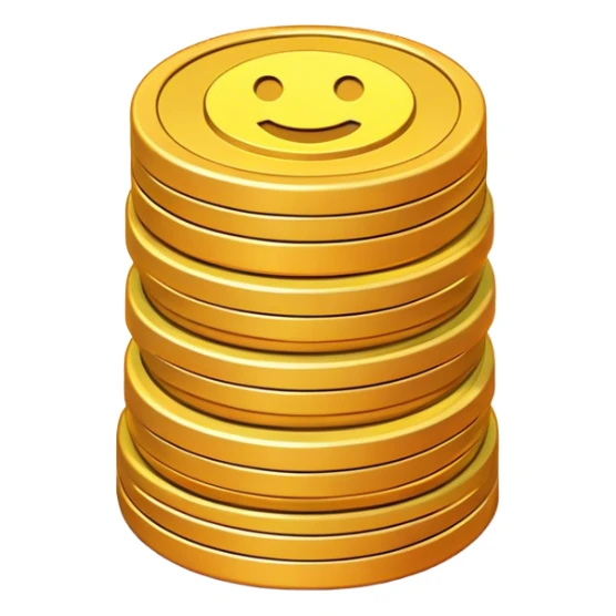 Clash of Clans aesthetic: Cinematic Playful Pixel 3D Coin Stack Portrait Emoji, rendered in a 3D vector-style similar to standard emojis with minimal shading and bold, simplified shapes. A compact, distinct form with signature details, softly glowing with a pixelated adventure charm. Simplified yet unmistakably iconic, highly detailed and consistent, glowing with a soft radiance and high shine. Stylized with a touch of classic pixel-art charm and a soft glowing outline, capturing the essence of a beloved gaming relic with a friendly, playful manner! sticker
