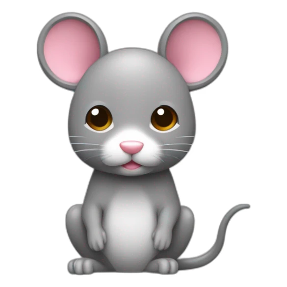 Raton estilo animado, de color gris, paras y brazos largos, nariz rosada pequeña y abdomen blanco sticker