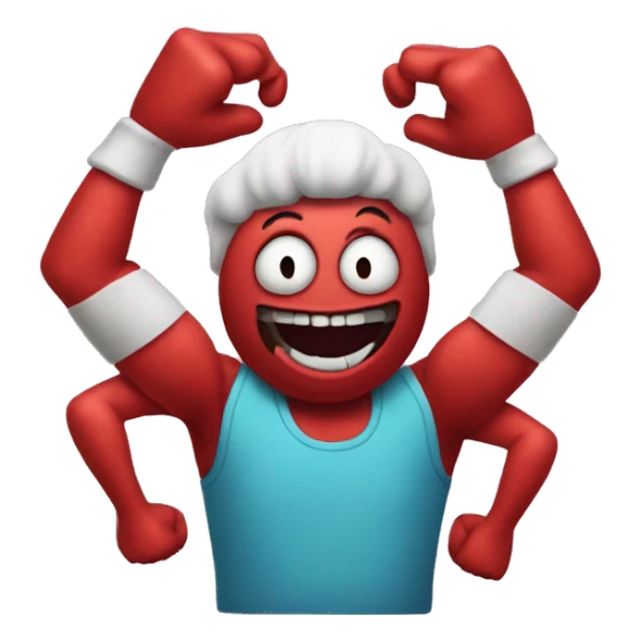 сlown emoji with four arms sticker