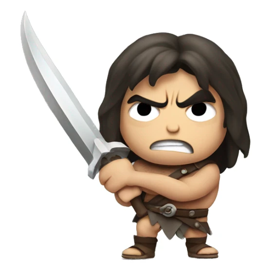 angry conan the barbarian holding sword sticker