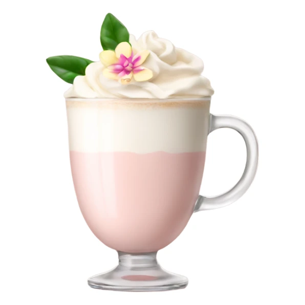 Light Pink latte classy in glass with flower sticker