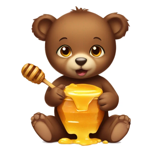 Baby bear eating honey sticker