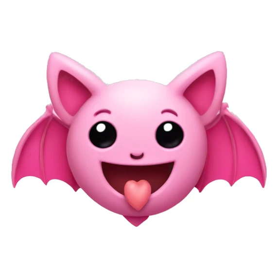 pink bat in love with pink hearts surrounding it sticker