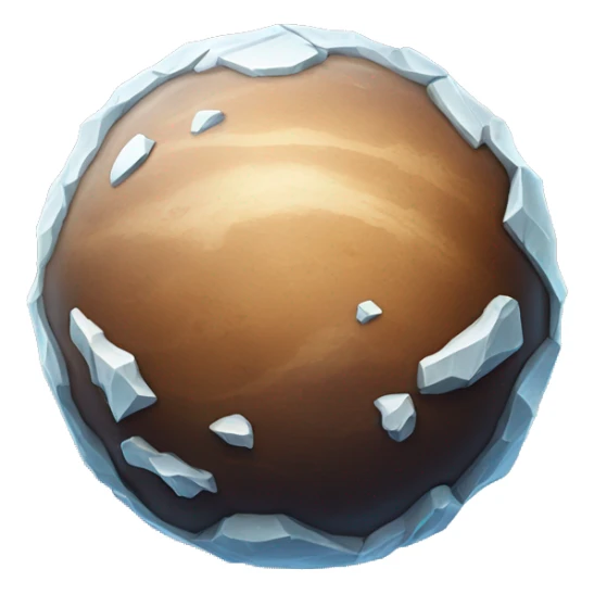 A planet, with rock and icy surface, mostly brown and white as colors sticker