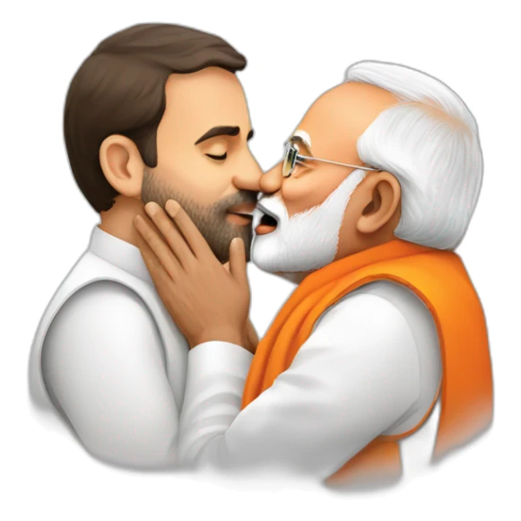 Rahul gandhi and Narendra modi kiss sticker