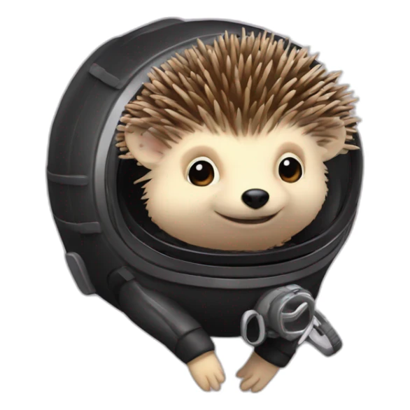hedgehog in black rubber shiny diving suit sticker