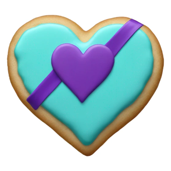 Cookie heart with teal purple awareness ribbon sticker