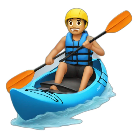 joven delgado en un kayak saludando sticker