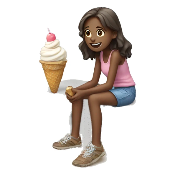 Girl eating ice cream on a big rock on the beach sticker