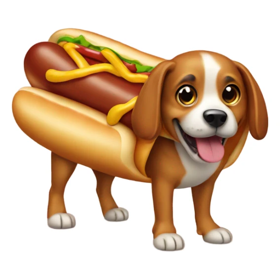 Dog wearing a hot dog costume sticker