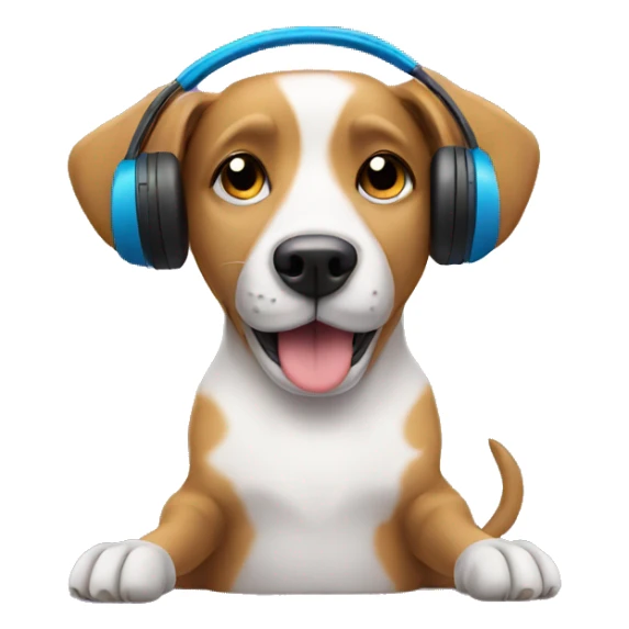Dog listening to music  sticker