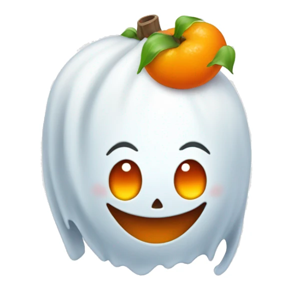happy ghost with an orange bow on the head sticker