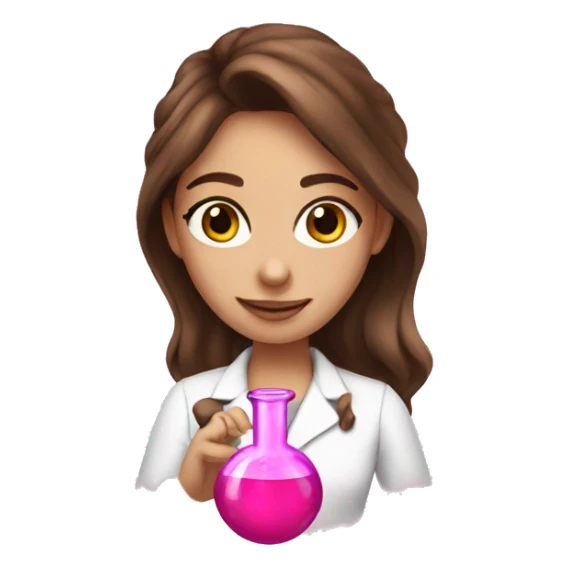 beautiful girl with brown hair doing pink chemistry  sticker