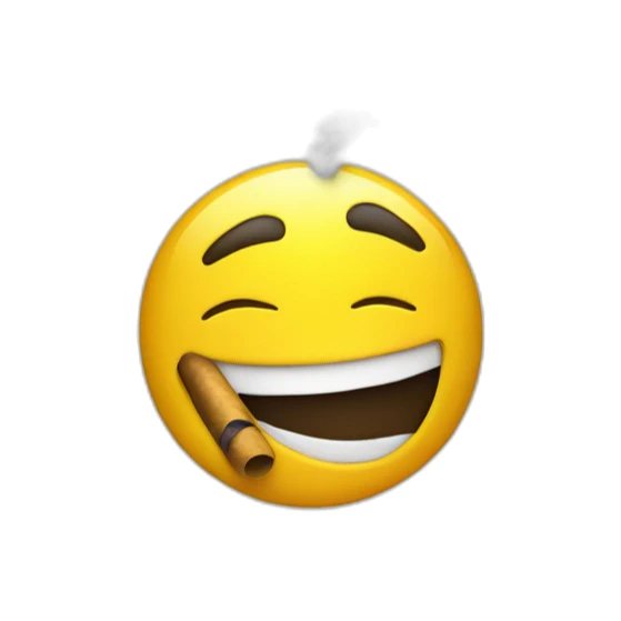 cool emoji that smokes. The emoji is the round and yellow standard formfactor sticker
