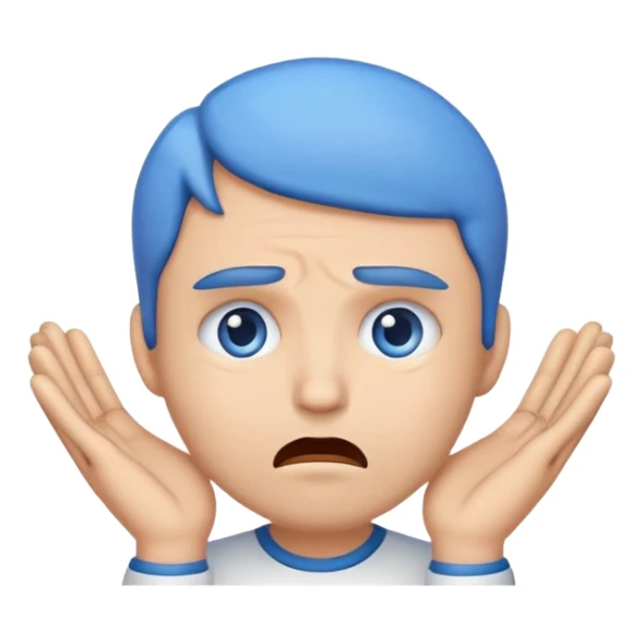 emoji with hands on cheeks, nervous expression, trembling mouth, blue forehead, anxiety sticker