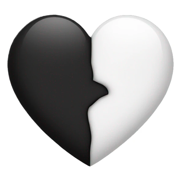Half white half black heart where left half is white sticker