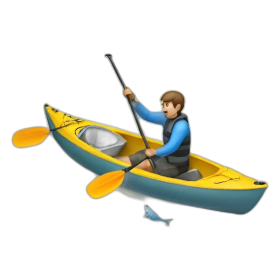 Man getting lure out of fish with a kayak paddle sticker